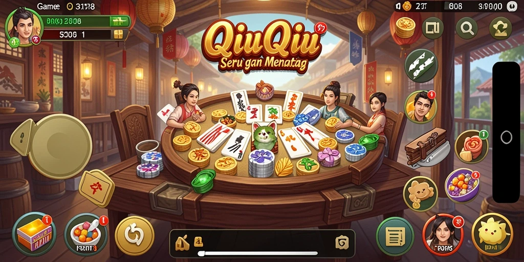 Screenshot gameplay QiuQiu yang seru dan kompetitif.