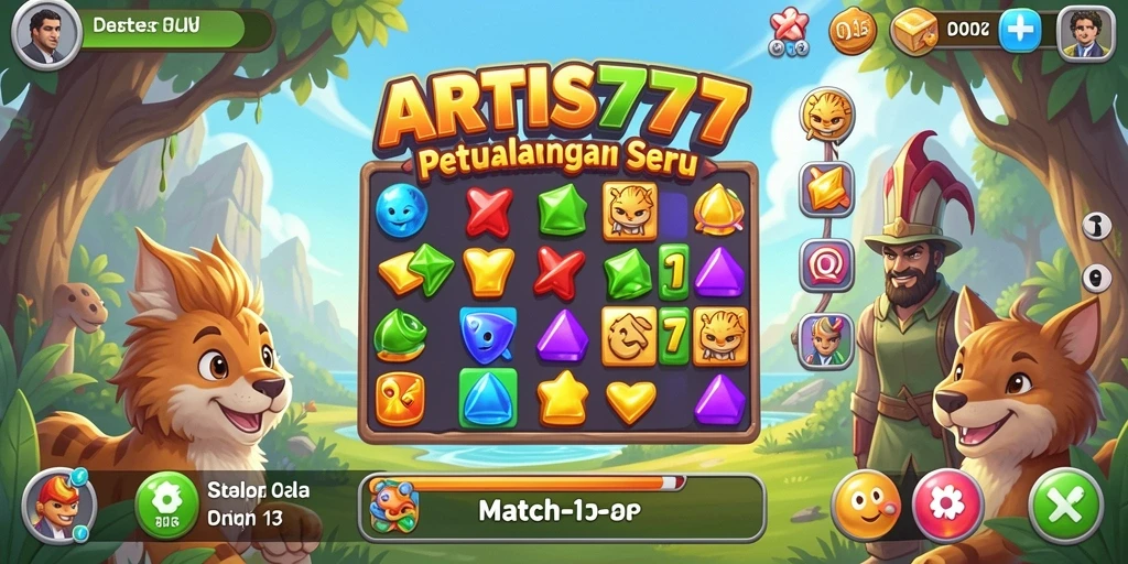Screenshot ARTIS777 menampilkan aksi seru gameplay Match-3.