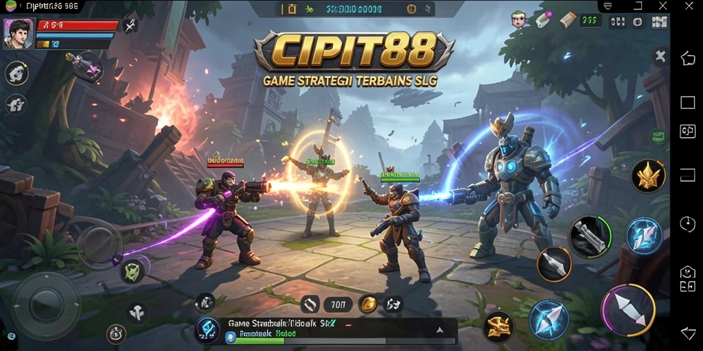 Screenshot gameplay menampilkan aksi pertempuran strategis di CIPIT88.