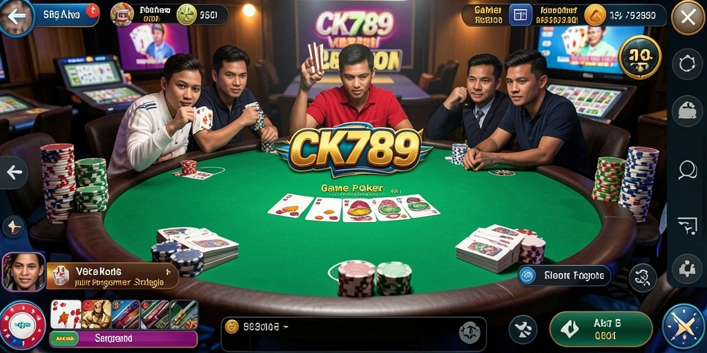 Tangkapan layar permainan CK789 menunjukkan suasana seru saat bermain Poker.