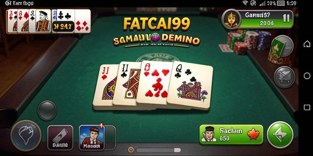 Tampilan menarik gameplay Domino di FATCAI99 yang seru.