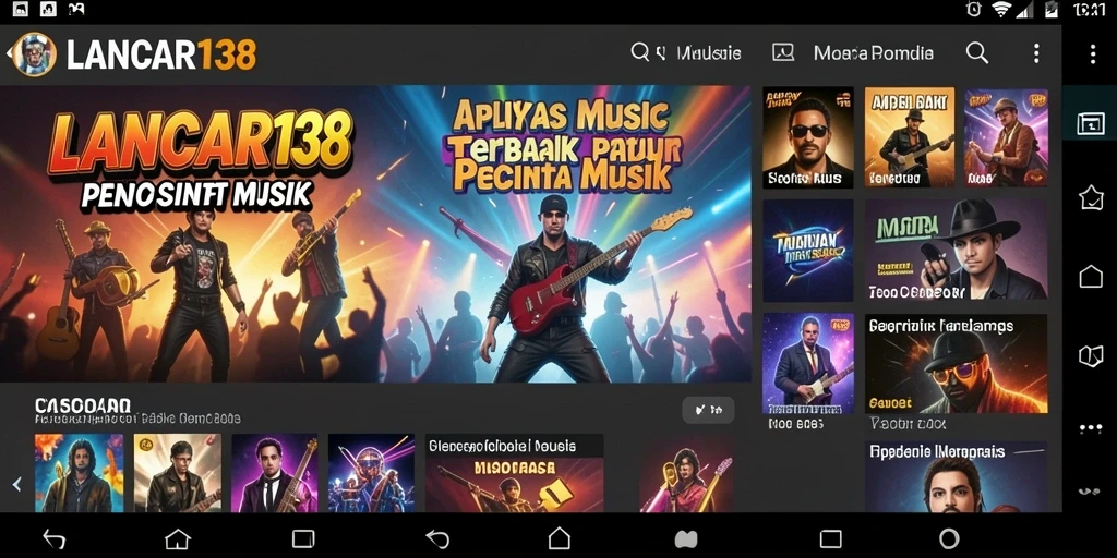Screenshot utama LANCAR138 menampilkan antarmuka aplikasi musik yang menarik.