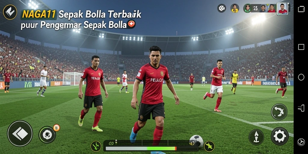 Tangkapan layar NAGA11 menunjukkan aksi pertarungan sepak bola yang seru dan mendebarkan.