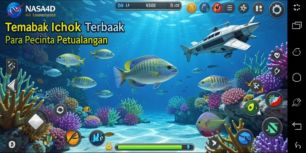 Screenshot utama gameplay <strong>NASA4D</strong> yang menampilkan aksi menembak ikan.