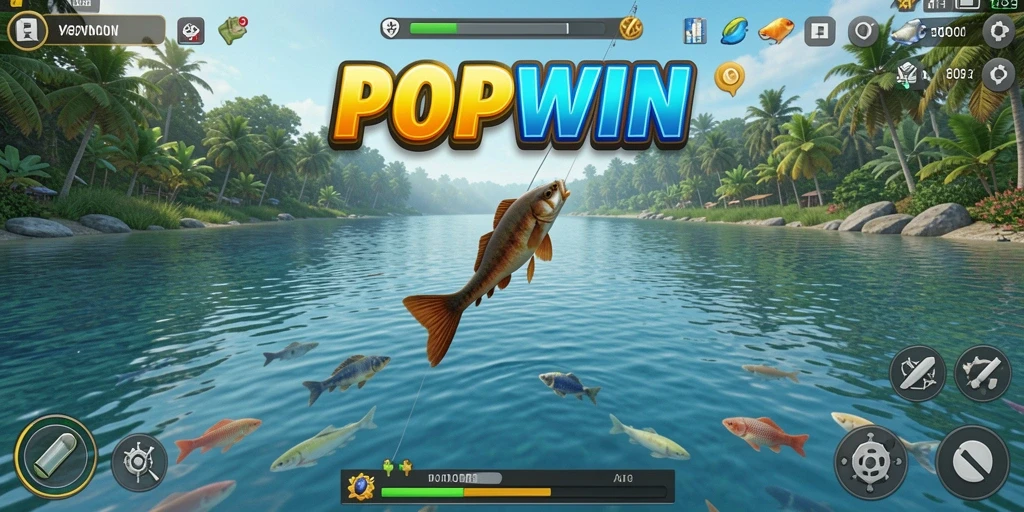 Screenshot POPWIN menampilkan aktivitas memancing yang seru dan menantang.