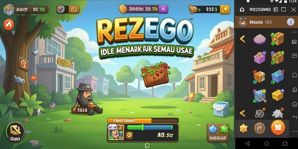 Screenshot dari gameplay REZEGO yang menampilkan elemen Idle yang menarik.