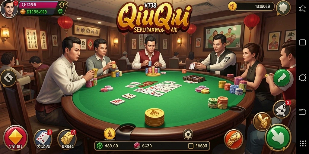 Tangkapan layar VT38 menampilkan aksi seru permainan QiuQiu.